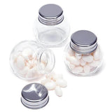 Mini Glass Favor Jars - 1.5-Ounce Candy Jar with Silver Top: 12-Piece Set
