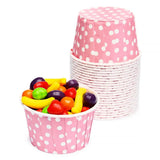 Papier-Süßigkeitenbecher, 4 oz – Hellrosa mit Punkten, 25er-Pack