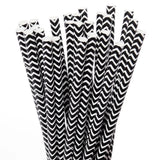 Paper 7.75-Inch Drinking Straws - Black Chevron Stripes: 25-Piece Pack