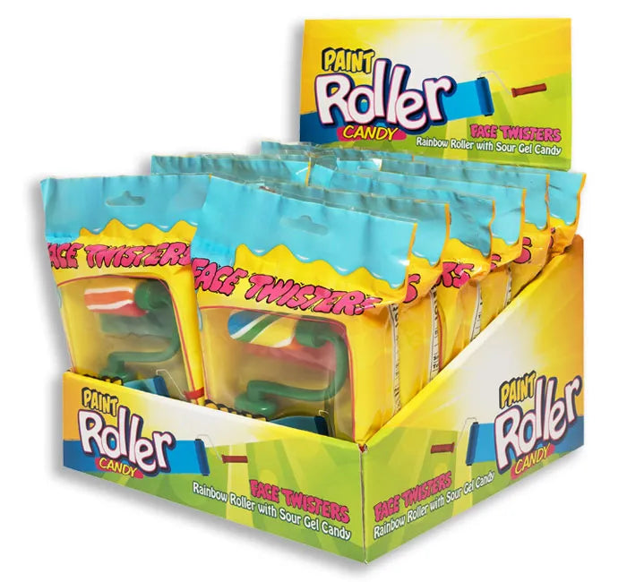 Face Twisters Sour Paint Roller – Sour Liquid Candy, 12-Piece Display