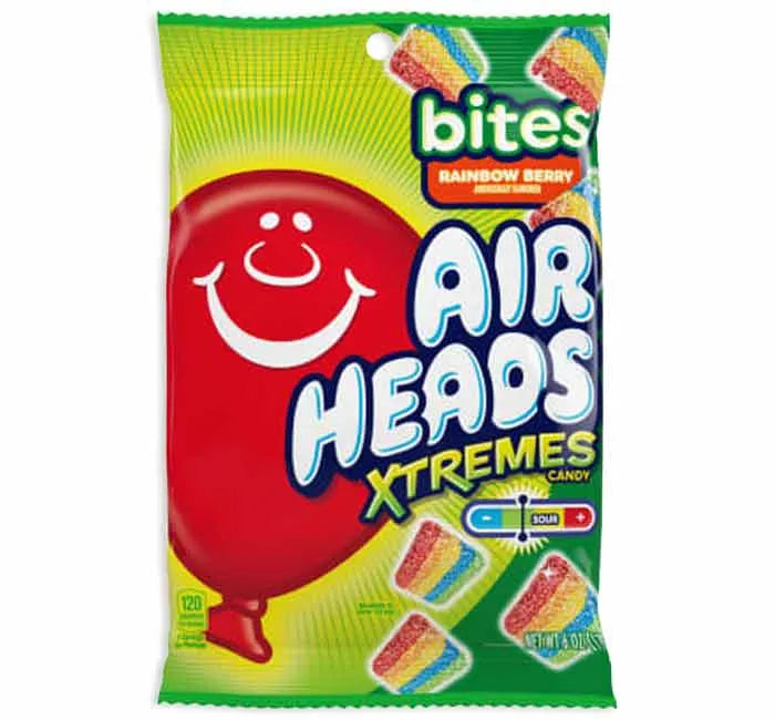 AirHeads Xtremes Sour Belts Bites Candy Packs - Rainbow Berry: 12-Piece Box