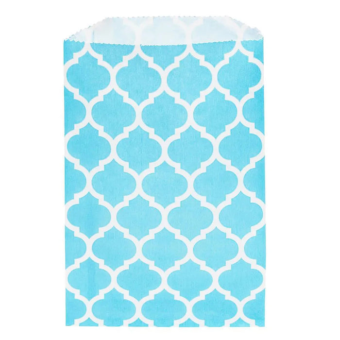 Aqua Blue Casablanca Pattern Candy Bags: 25-Piece Pack
