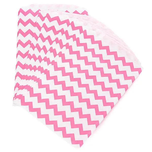 Hot Pink Chevron Stripe Candy Bags: 25-Piece Pack