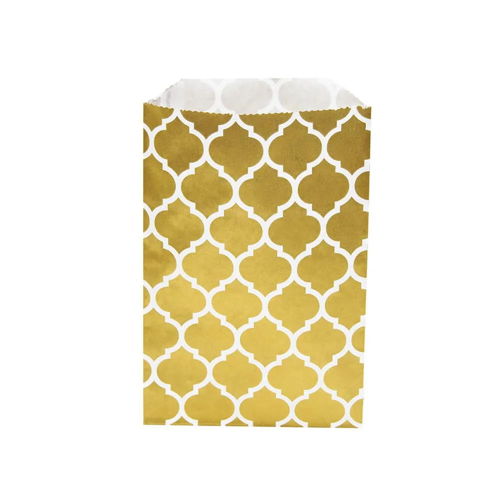 Metallic Gold Casablanca Pattern Candy Bags: 25-Piece Pack