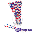Paper 7.75-Inch Drinking Straws - Red White and  Blue Stripes: 25-Piece Pack